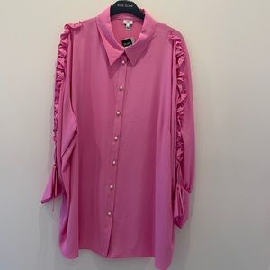 NWT UK SZ 28 / 24 In UNITED STATES RIVER ISLAND PINK WITH PEARL BUTTON D…